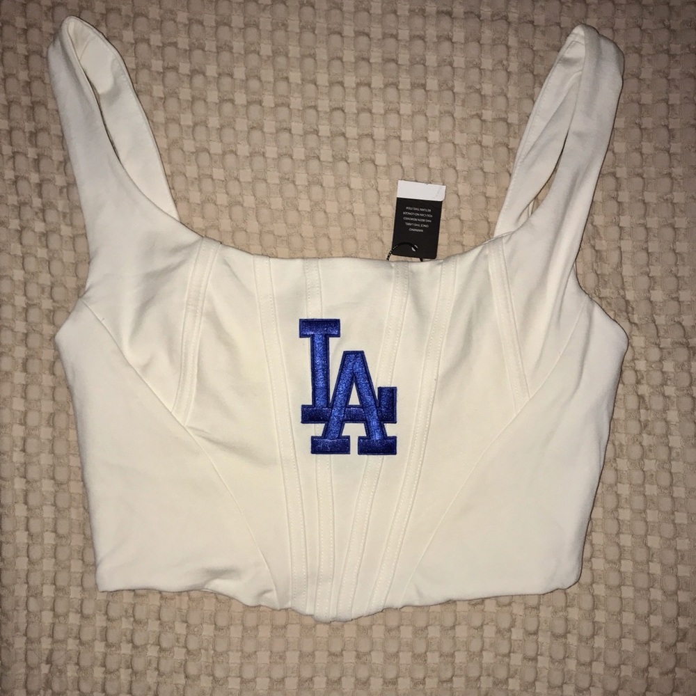 Haute Monde —- Los Angeles Dodgers Corset top Top with Blue Logo